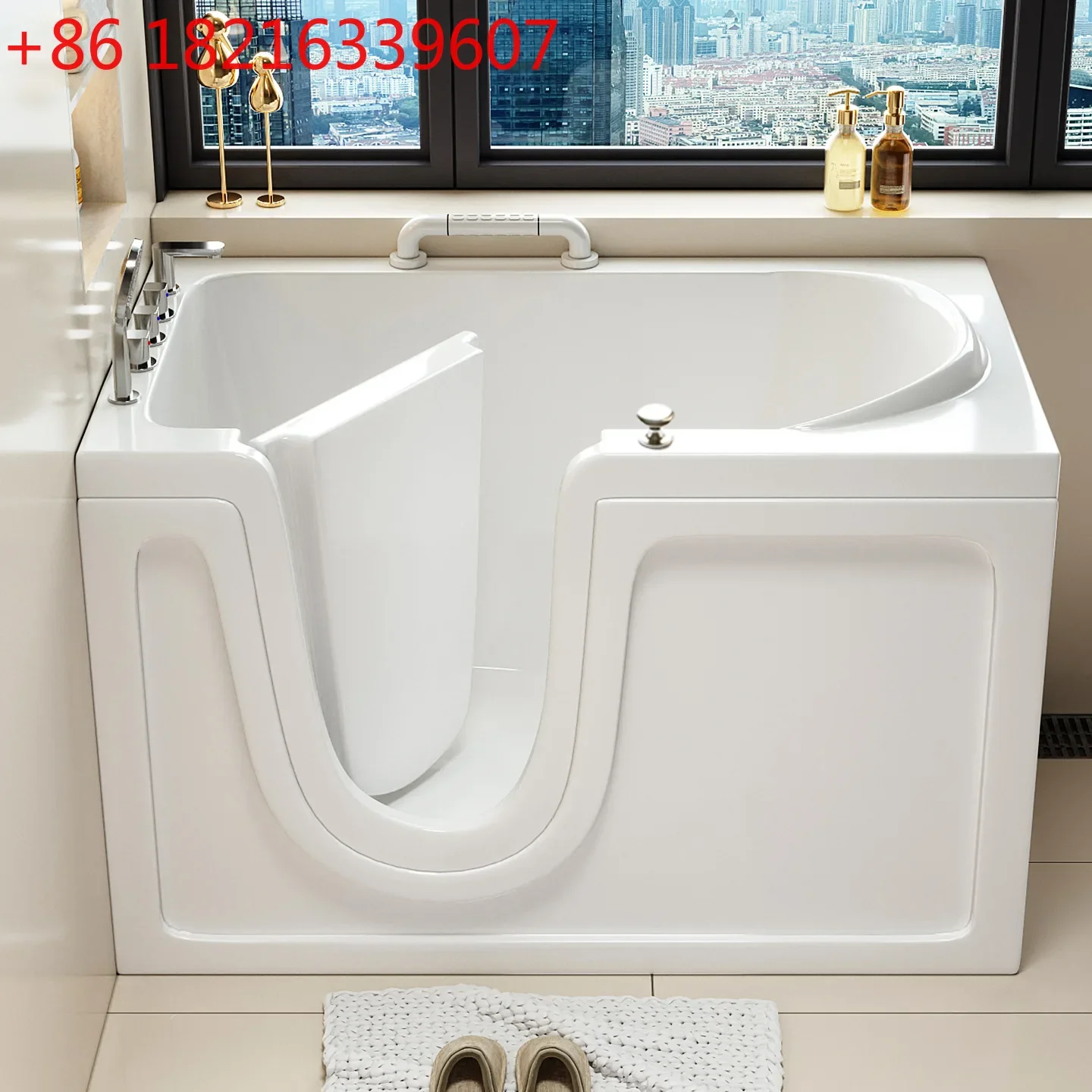 Barrier-free walk-in inner door small apartment thermal insulation bath bath tub