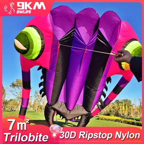 9KM 7sqm Trilobite 연 파일럿 리프터 라인 세탁 연 부드러운 풍선 30D 립스톱 나일론 가방 포함 연 축제 가방 포함