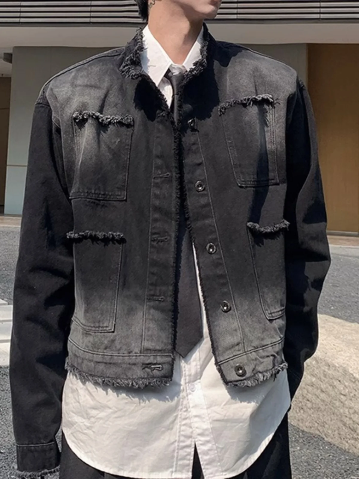 

Свободные мужские джинсовые туфли в стиле ретро с талией, весенняя уличная трендовая молодежная молодежная верхняя одежда с подставкой, повседневные джинсы Jaet