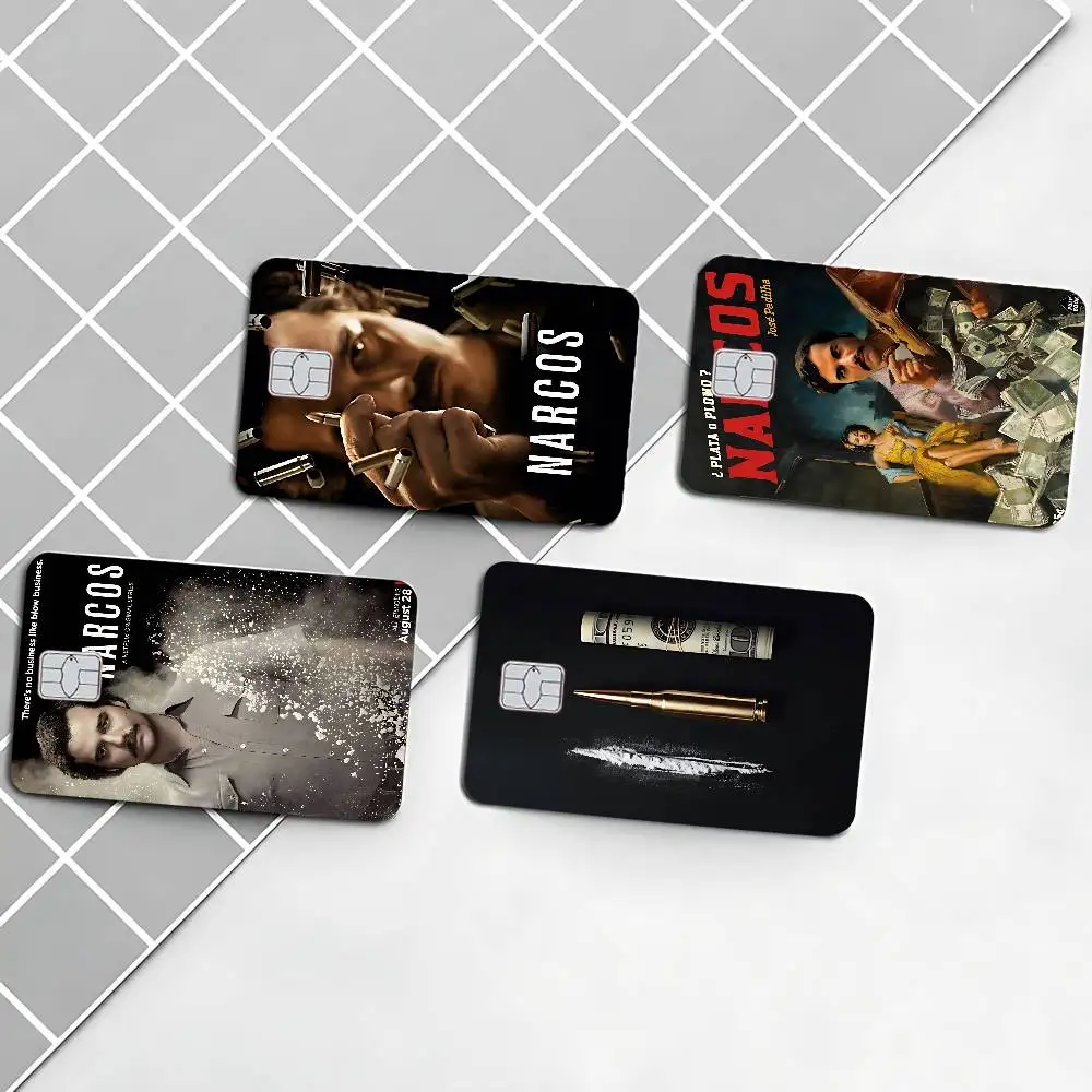 Narcos serie de televisión Pablo Escobar papel blanco pegatinas de piel de tarjeta de crédito para tarjeta bancaria VISA tarjeta de transporte impermeable