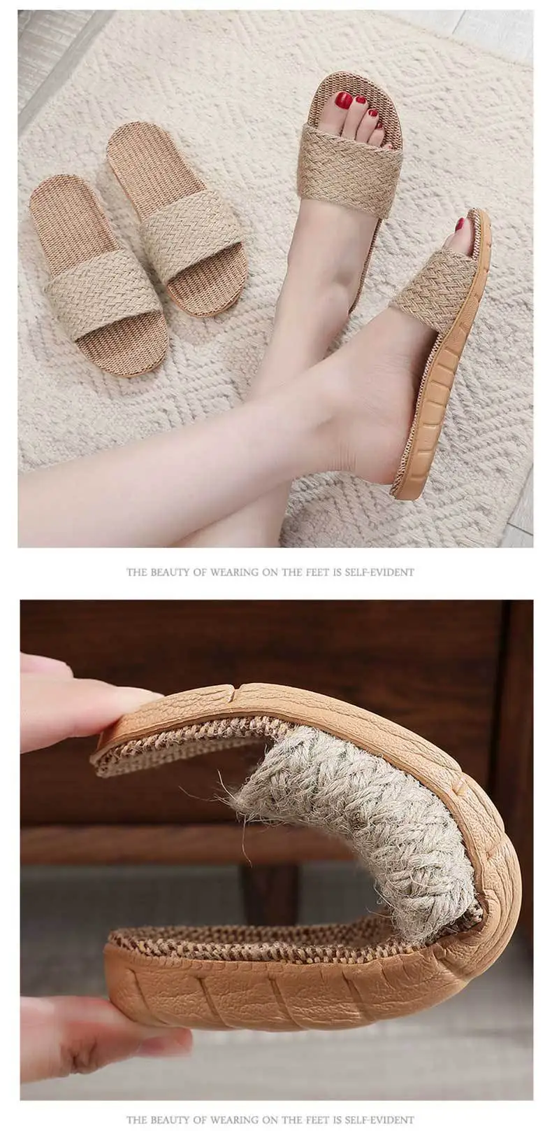 Neue Leinen-Hausschuhe für Damen, Rutschfeste Indoor-Sommer-Bodenschuhe für Paare, Herrenschuhe – Detail 18