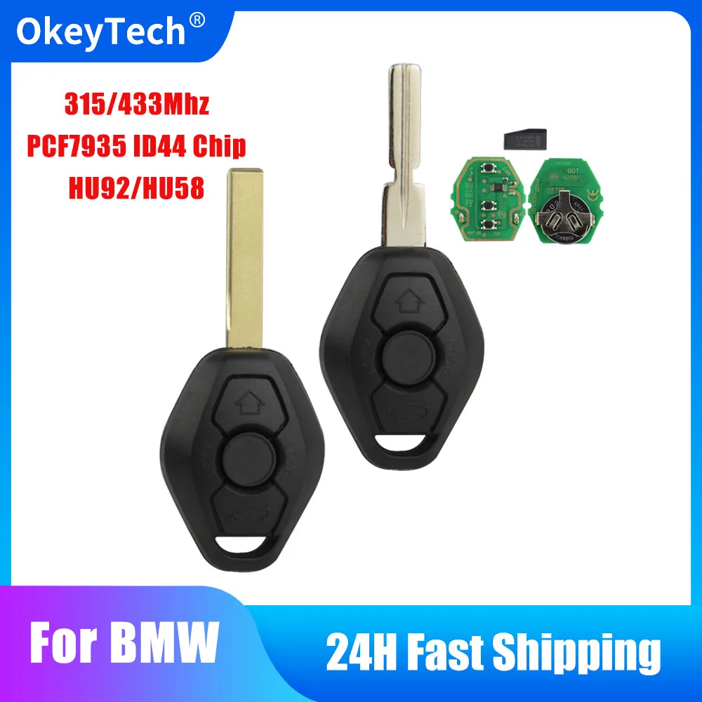 

Okeytech PCF7935 ID44 Chip Remote Control Key For BMW EWS X3 X5 Z3 Z4 1/3/5/7 Series 330 330i 2004 Transponder Key 315/433Mhz