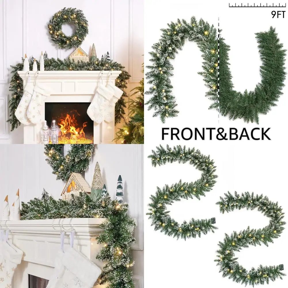 

Светодиодная рождественская гирлянда 9 футов/106 дюймов на батарейках с 50 лампами для праздничного декора