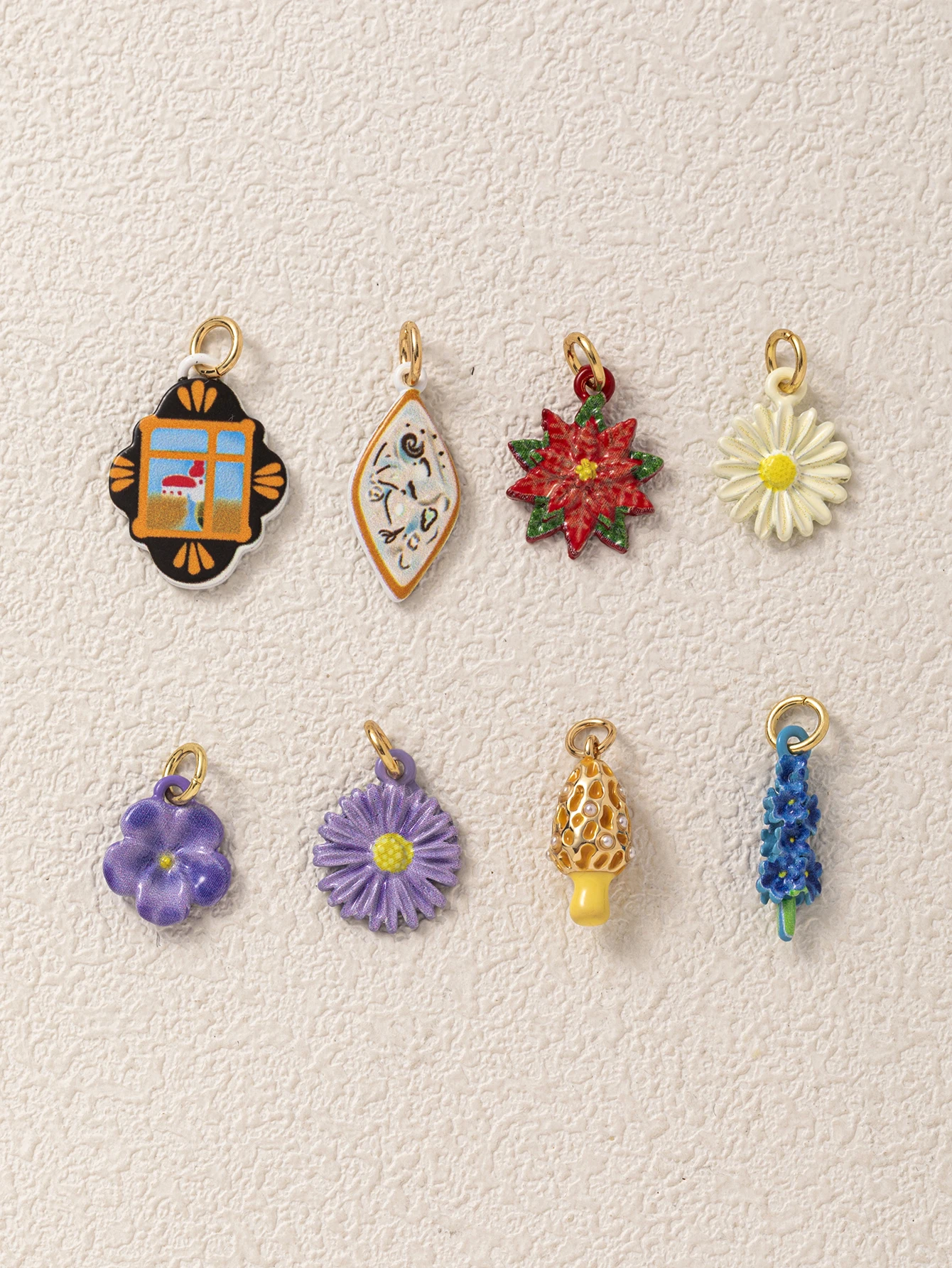 Einfacher und beliebter neuer Stil: Bunte Morchel-Pilz- und Blumen-Diamant-DIY-Anhänger für Schmuck – Detail 3