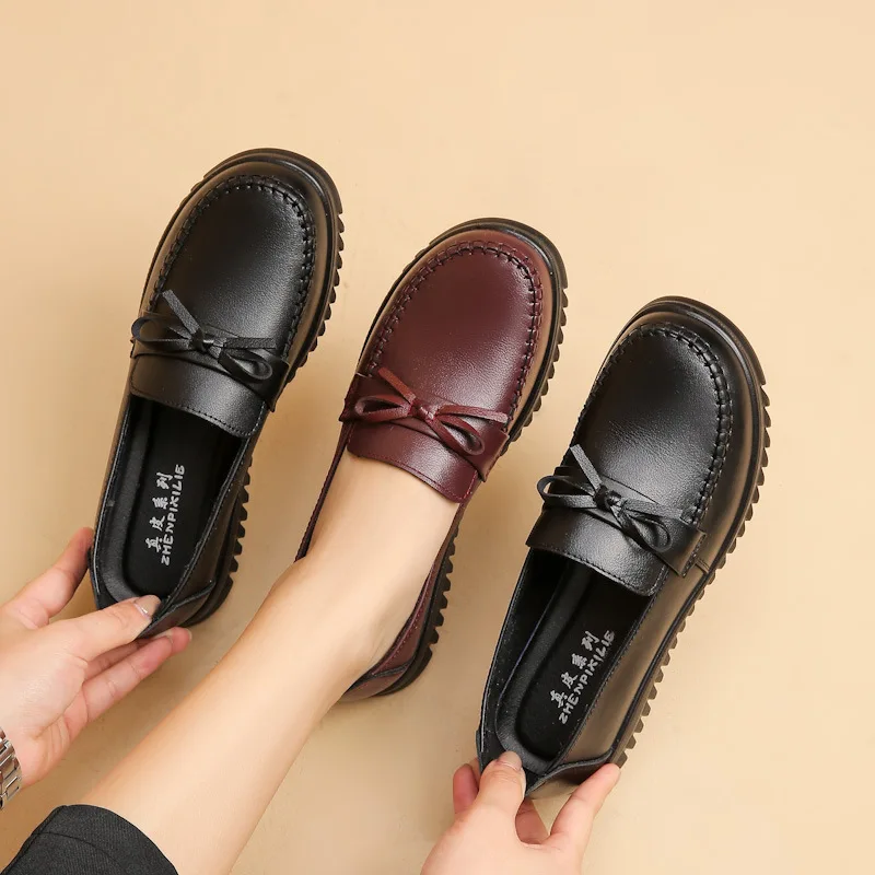 2023 Spring Autumn New Genuine Leather Shoes Woman Slip On Oxford Shoes Women Flats Casual Shoes Ladies Breathable Shoes