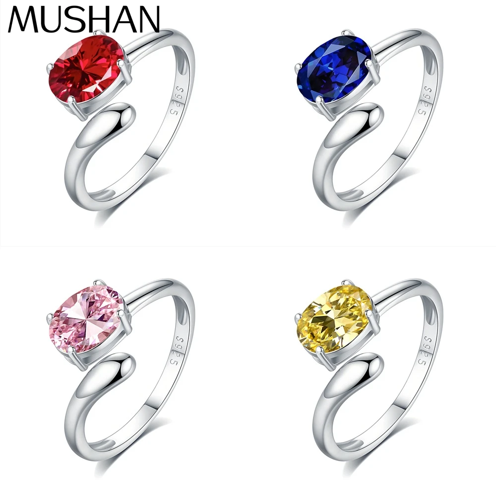 

MuShan Jewelry 925 Sterling Silver Ring Wedding Band HCD Gemstones Bachelorette Gift Romantic Style Women Rings Fine Jewelry