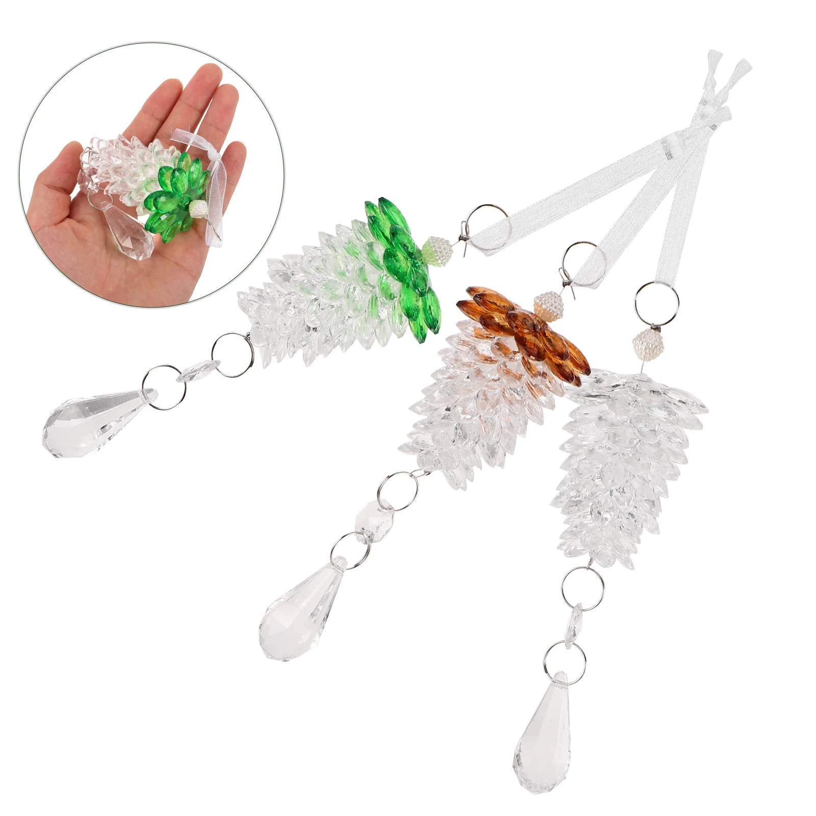 

3 Pcs Christmas Decorations Cone Pendant Acrylic Cones Tree Ornament Bauble Small Hanging Ornaments