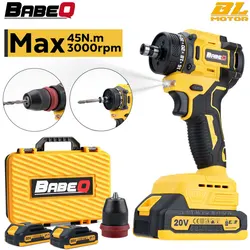 BABEQ 2 IN 1 Function 45NM Cordless Drill Electric Screwdriver for Home DIY Repairing Kit  25+2 Torque Brushless Electric Drill