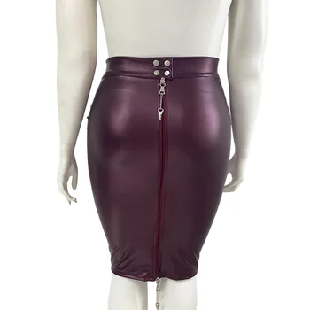 Plus Size gonne aderenti al ginocchio con serratura per le donne del Club Party gonna a tubino in ecopelle opaca da donna gonne a matita sottili in PU