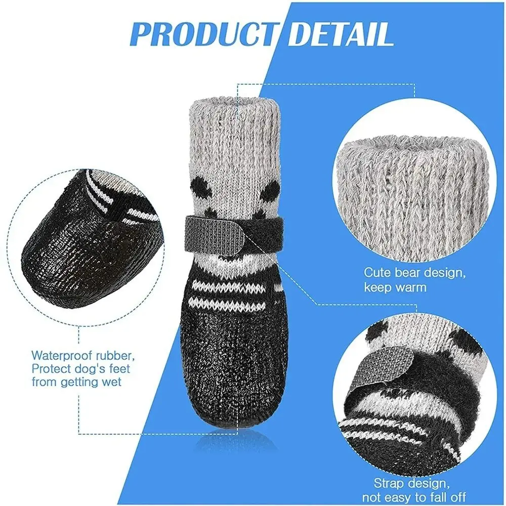 Waterproof Pet Boots Shoes Socks with Adjustable Drawstring Anti-Slip Cats Dogs Rubber Socks Rain Snow Boots Pet Supplies