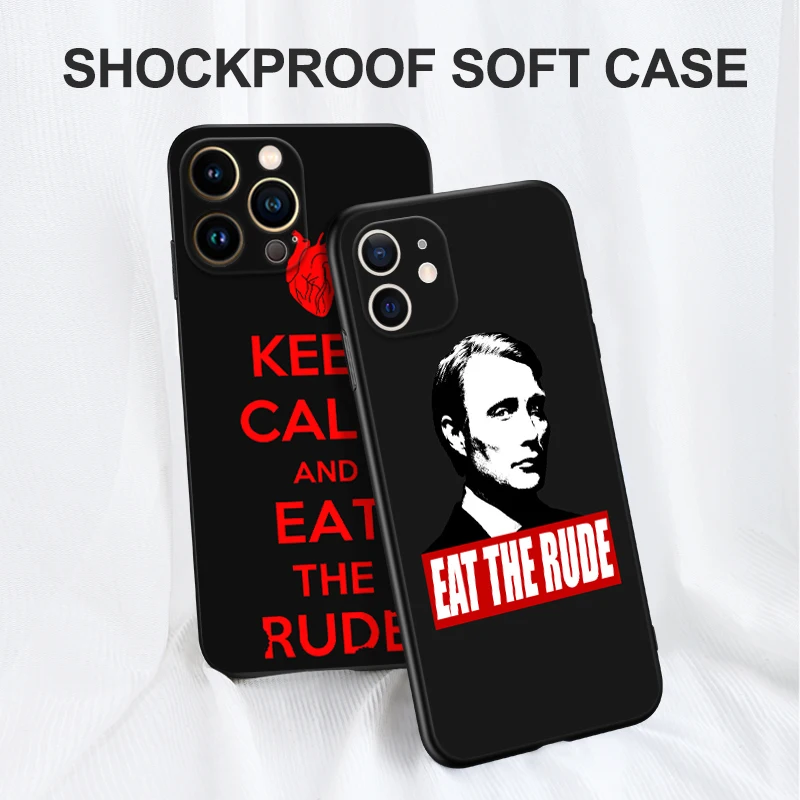 Black tpu case for iphone14 13 12 11mini pro MAX 5 5s se 2020 6 6s 7 8 plus x 10 XR XS cover Hannibal eat the rude