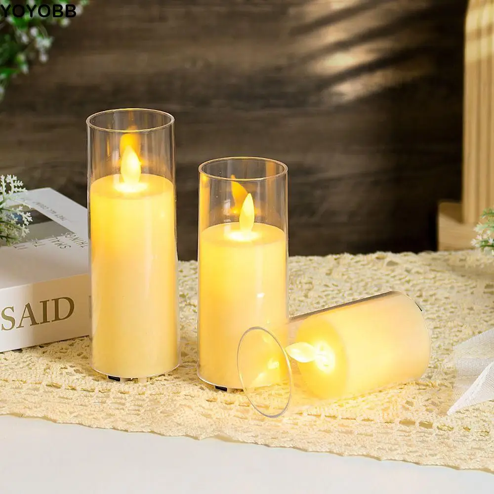 

Rechargeable LED Flameless Candles Realistic Flickering Timer Electronic Candles Clear Candle Shell with Remote Control
