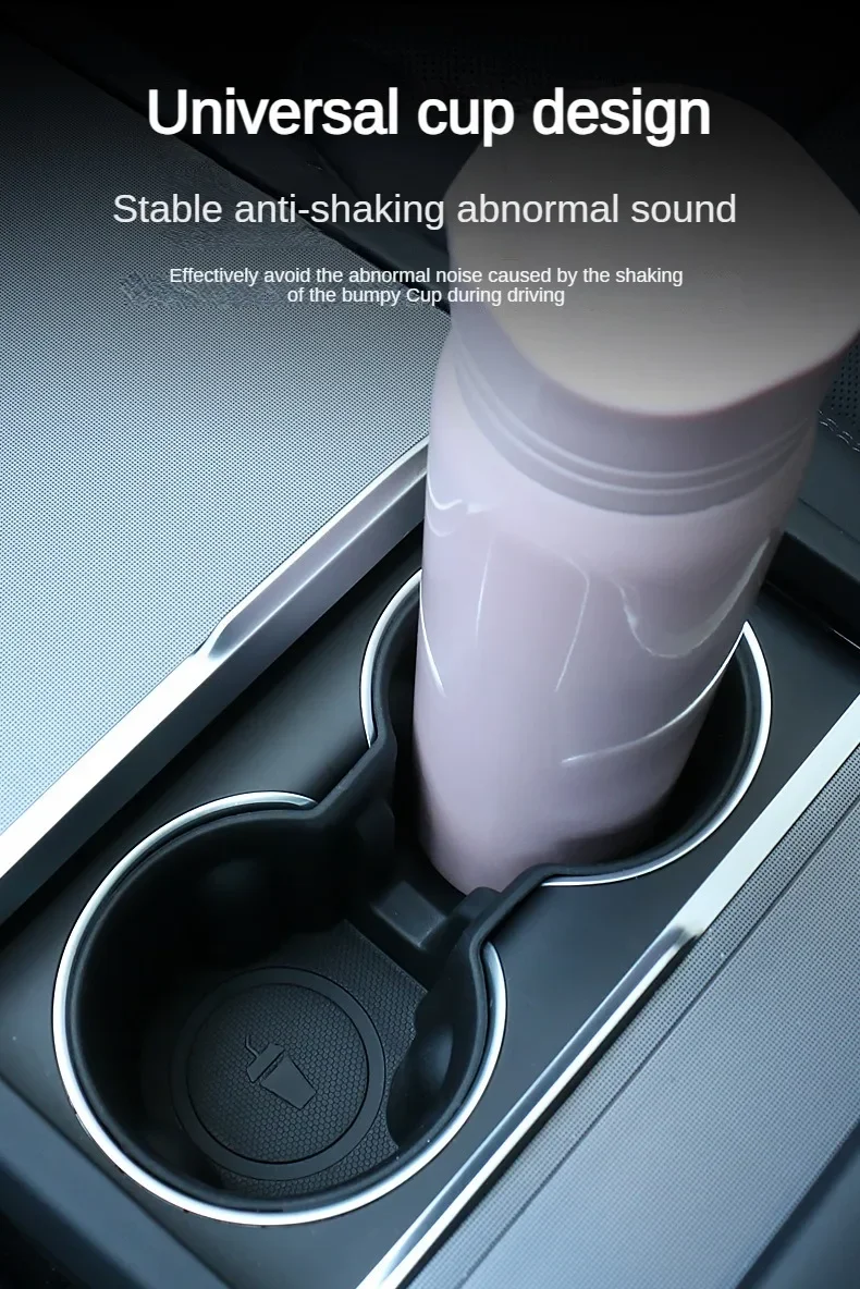 Für Tesla Model Y L 2026 Getränkehalter-Einsatz Model Y Standard Juniper Mittelkonsolen-Organizer YL TPE Flaschenaufbewahrungsbox – Detail 4