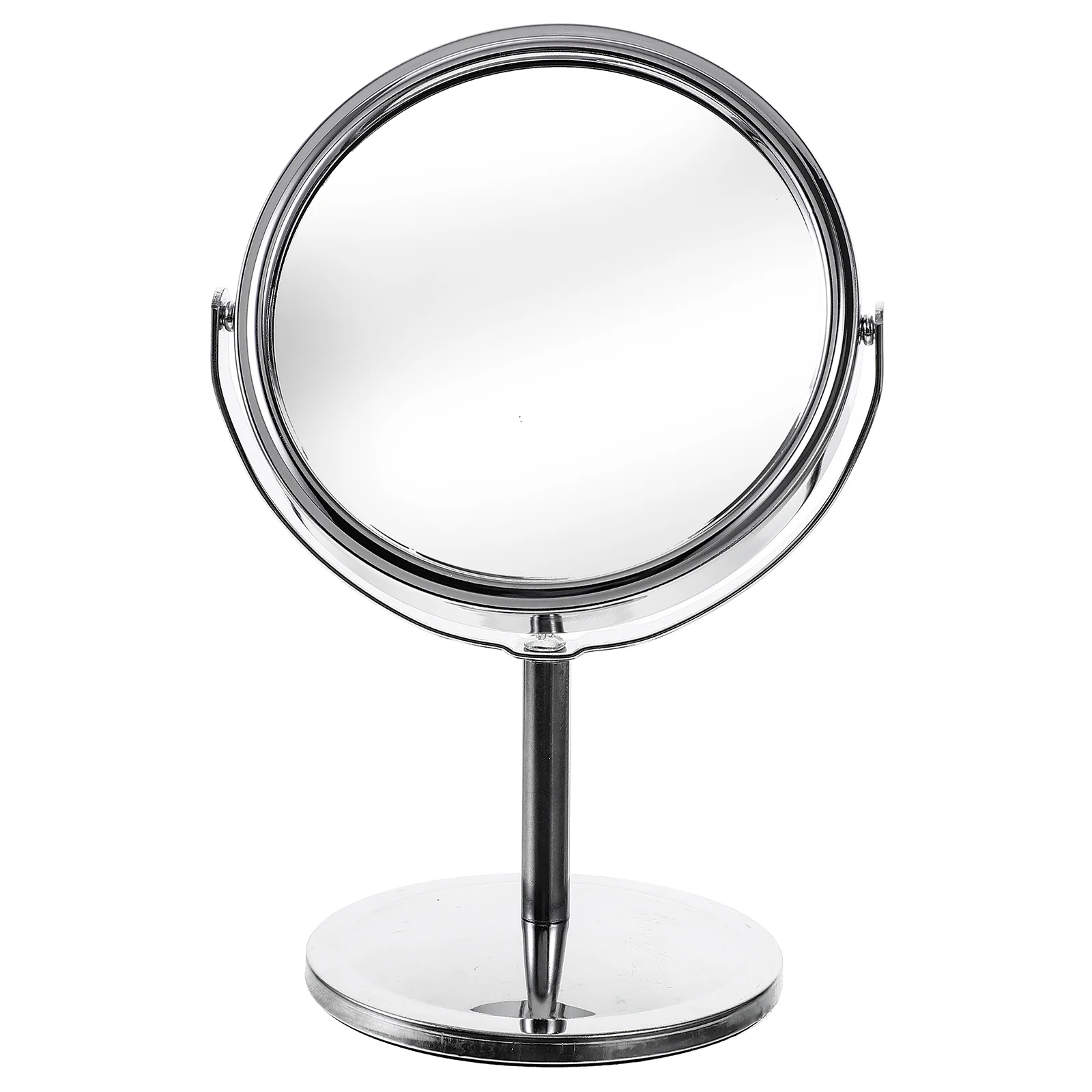 Desktop make-upspiegel dubbelzijdig draaibaar rond klassiek 4 inch zilver met standaard chique tafelblad make-up