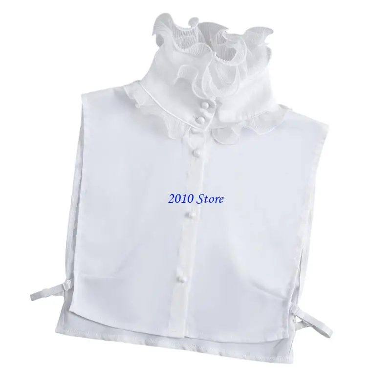 F3MF Ruffle Design Hoge Hals Faux Kraag Dames Accessoire Elegante Feestoutfit Decors