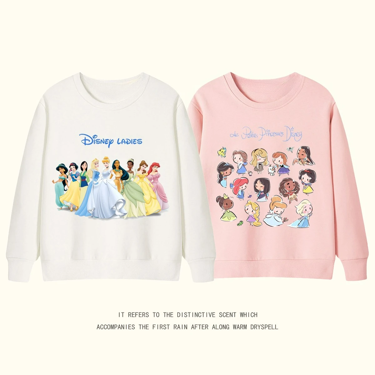 New Autumn and Winter Hot Selling Popular Disney Princess Series Pattern Printed Loose and Breathable Round Neck Cotton Top