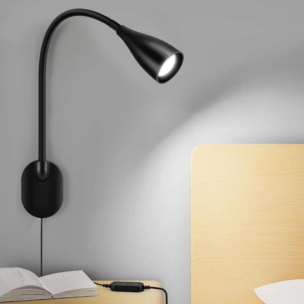 

Настенный светильник для чтения, светильник для чтения в постели, светодиодная гибкая лампа для чтения на гибкой гусиной подошве с регулируемой яркостью, светодиодная прикроватная лампа для чтения в глазах