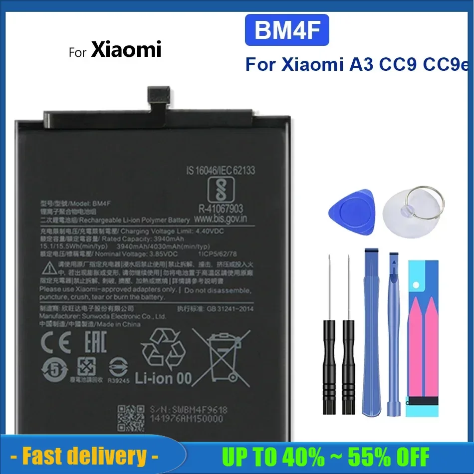 

4030 мАч для Xiao Mi BM4F, запасные аккумуляторы для Xiaomi Mi A3 A 3 CC9 CC9e CC9 E, портативная батарея для мобильных телефонов