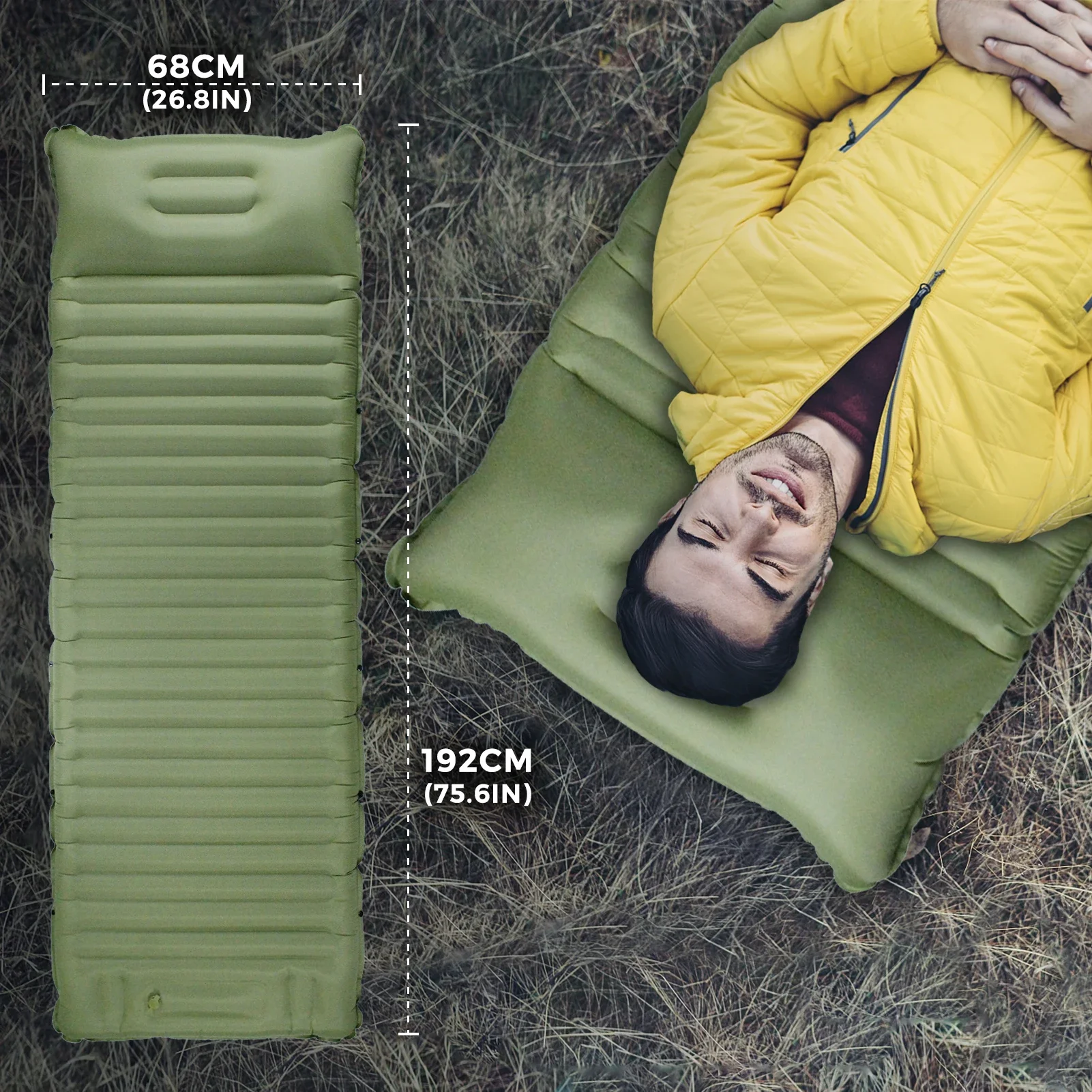 

Надувной очень толстый 4-дюймовый спальный коврик, надувной матрас со встроенным насосом для кемпинга, пешего туризма