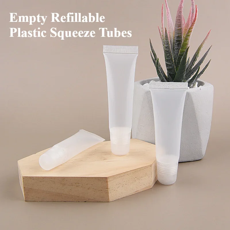 1Pc Empty Refillable Plastic Squeeze Tubes Translucent Cosmetic Containers Soft Plastic Tube Travel Bottle with Flip Cover 향수공병