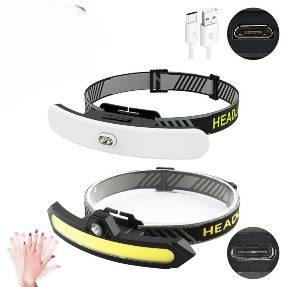 شحن USB للمصابيح الأمامية COB - مستشعر حركة ضوء تحذير أحمر عريض ساطع لركوب الدراجات في الهواء الطلق والجري الليلي