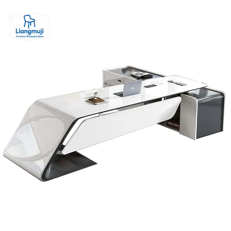 

Luxury Long Office Desk Modern Design Storage Multifunctional Office Desk Display Minimalist Mesas Escritorio Trendy Furniture