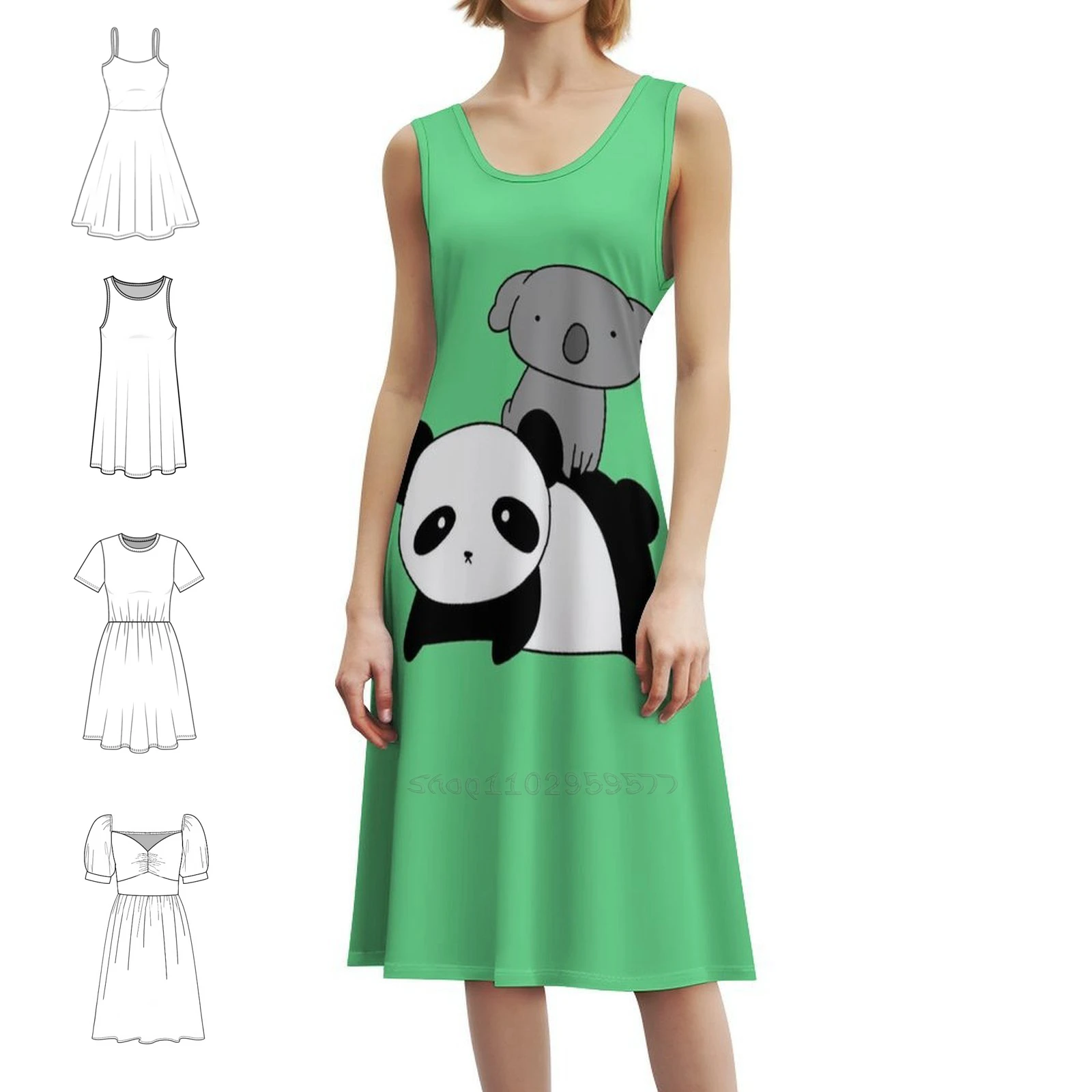 

Panda And Little Koala Women's Streetwear Party Dress Trendy Print Club Clothing For Female Panda Pandas Panda Bear Panda Bears