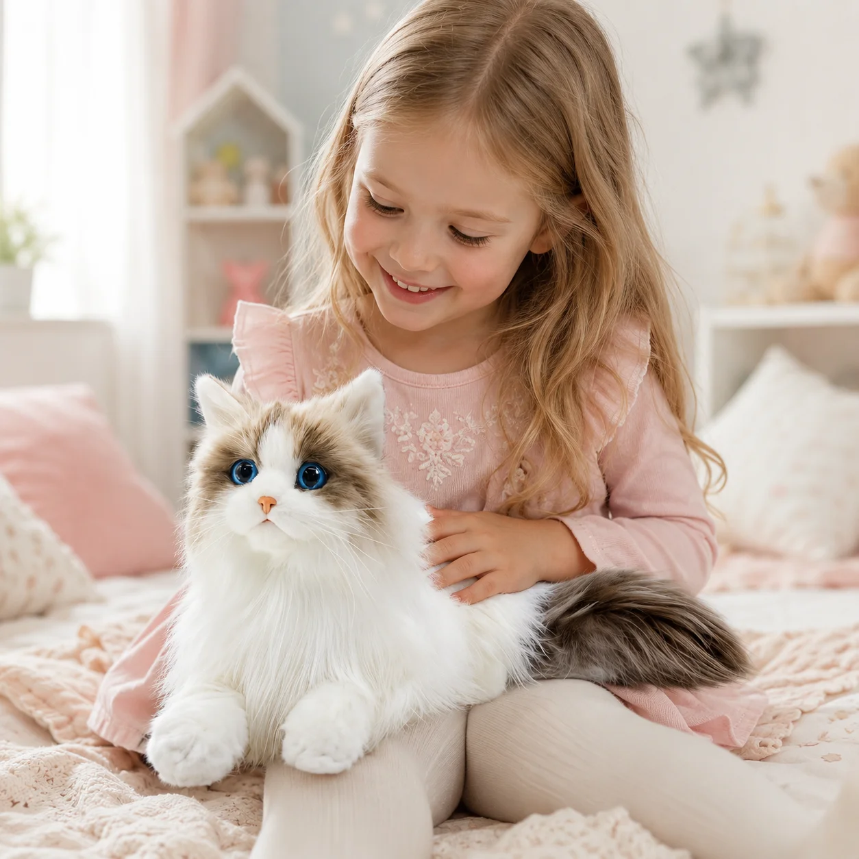 Lebensechte Plüsch Spielzeug Katze Weiche Simulation Katze Puppe Kinder Geschenk Ältere Begleiter Komfort Nette Haustier Modellierung Puppe – Detail 3
