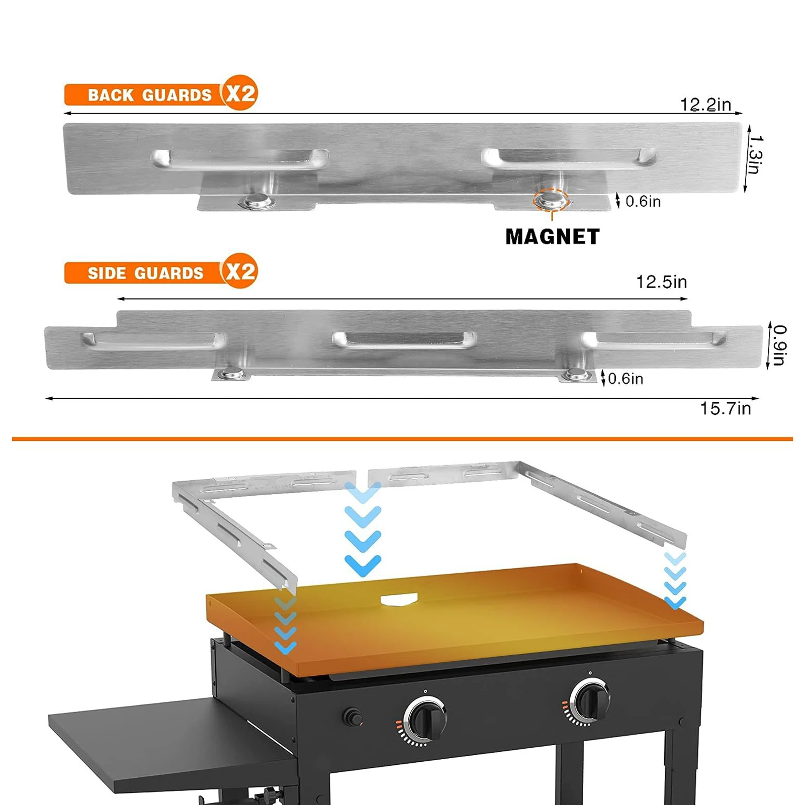 Grilling Wind Deflector Blackstone Griddle Wind Guards for Side Grease Models Magnetic Stainless Steel Wind Screens for Grilling