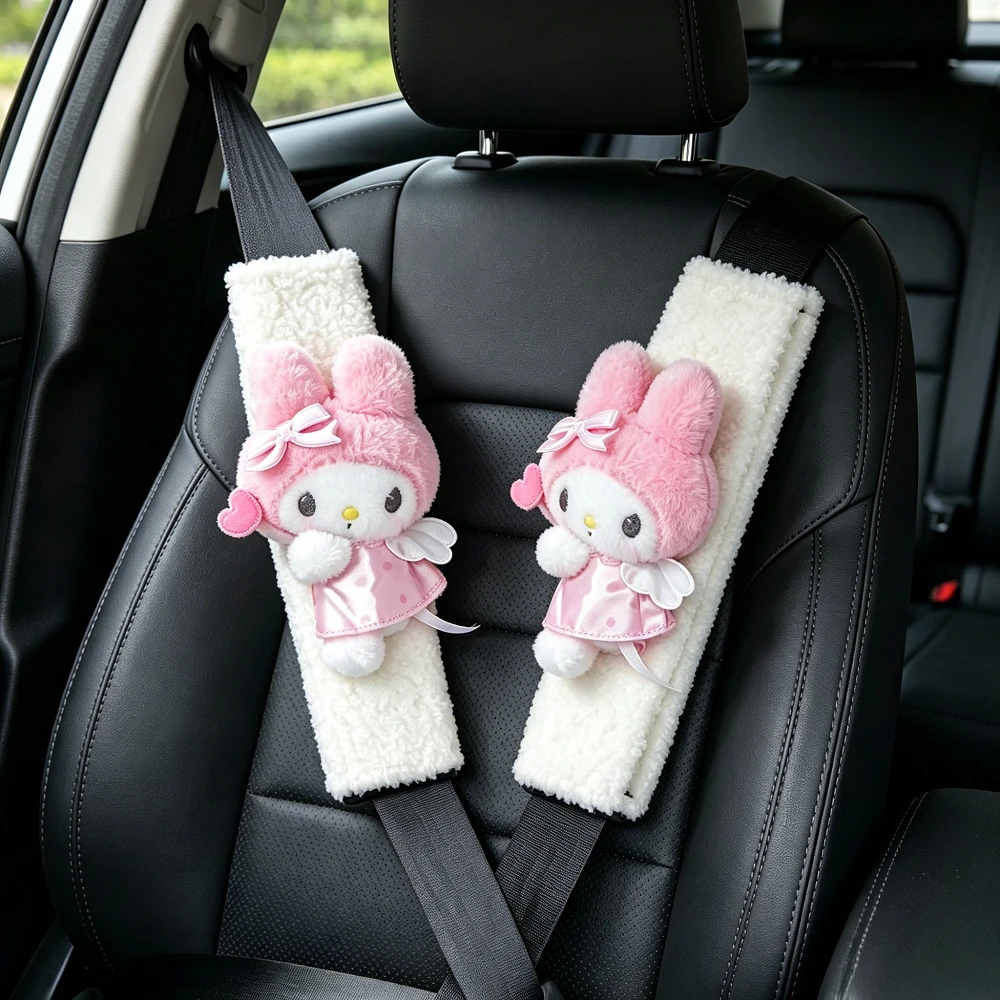 

Sanrios Universal Car Seat Belt Covers Plush Doll Soft Velvet Shoulder Pad Safety Belt Cover for Adult Kid Car Interior