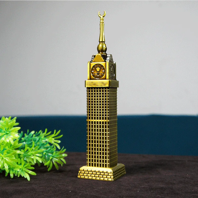 New Antique Bronze Mecca Clock Tower Statue Metal Model Zinc Alloy