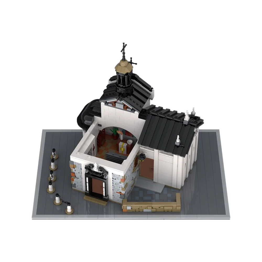 Gobricks-bloques de construcción de iglesia Adalberts, modelo de bloques de palacio blanco, vista de calle arquitectónica clásica, juguete ensamblado DIY, regalo para niños