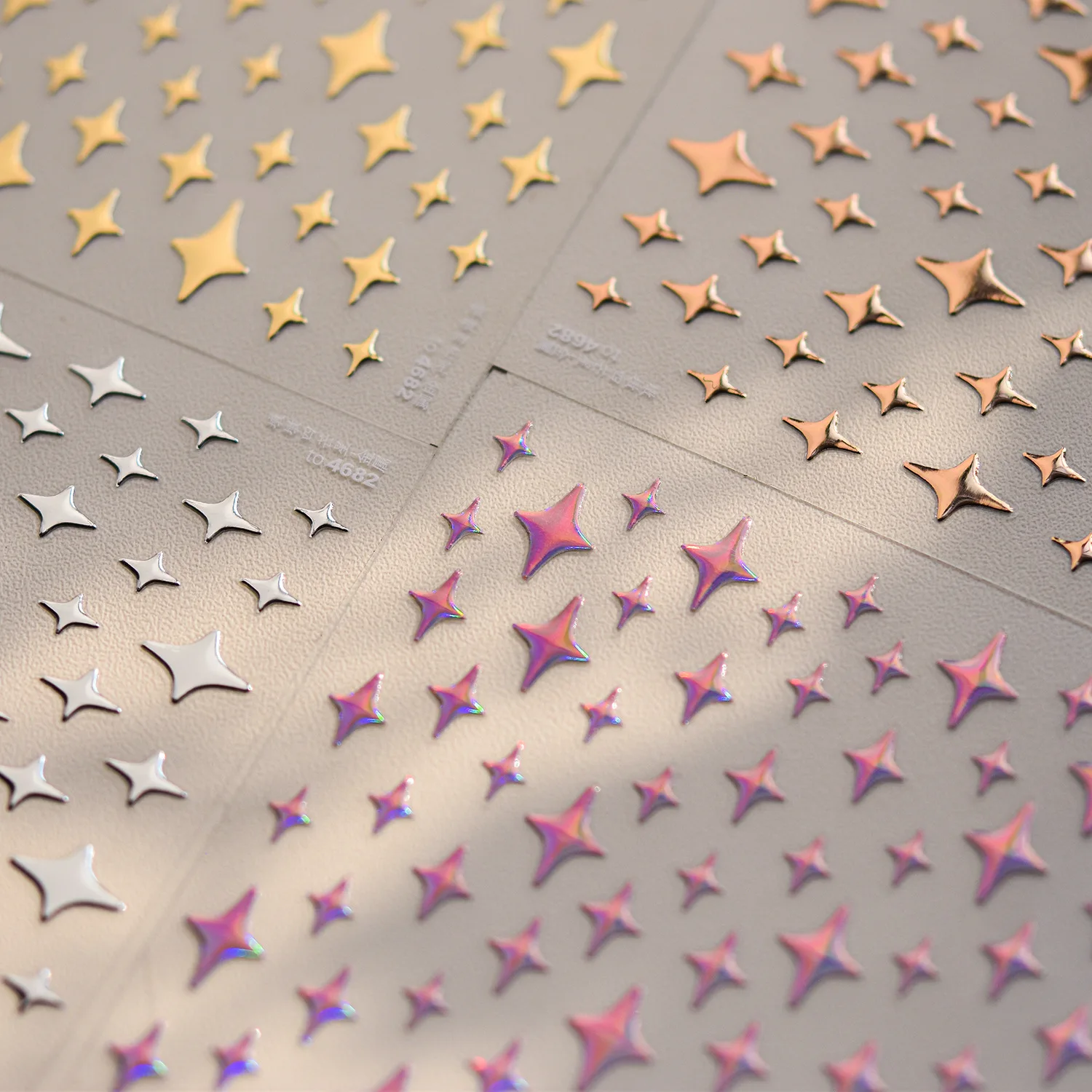Punk Glitter Powder Blue Pink Star Charm Laser Silver Gold S
