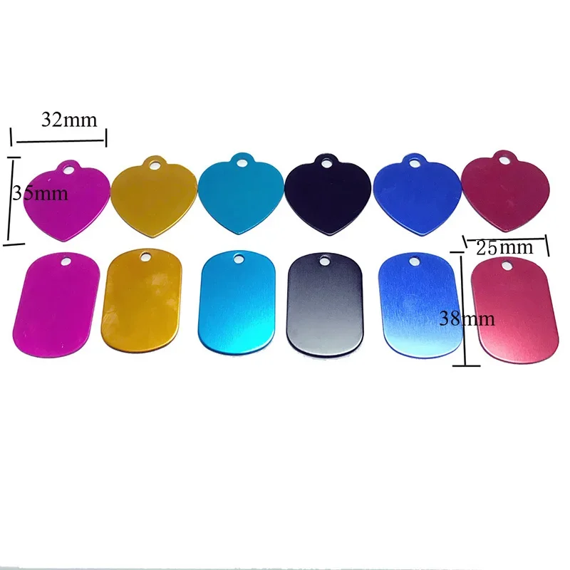 5pcs Dog ID Tags ID Name Collar Tag Pendant Blank Aluminum Alloy Tags Heart Oblong Shape Cat Puppy Pet Accessories Random Color