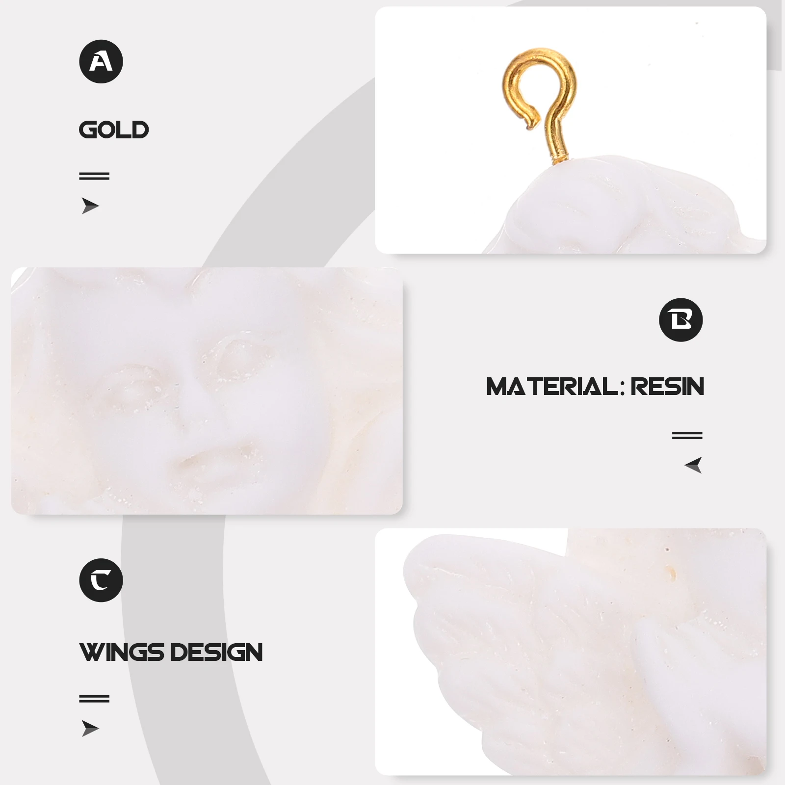 

10pcs Resin Wing Angel Design Pendants Jewelry Making Accessories DIY Earrings Necklace Bracelet Charms Crafted Durable