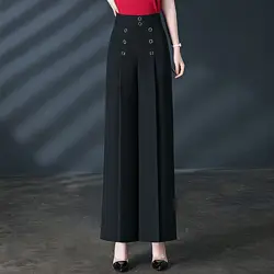 Spring Autumn Leisure Time Temperament Casual Pants Elegant Office Lady Wide Leg New Women High Waist Loose Oversize Trousers