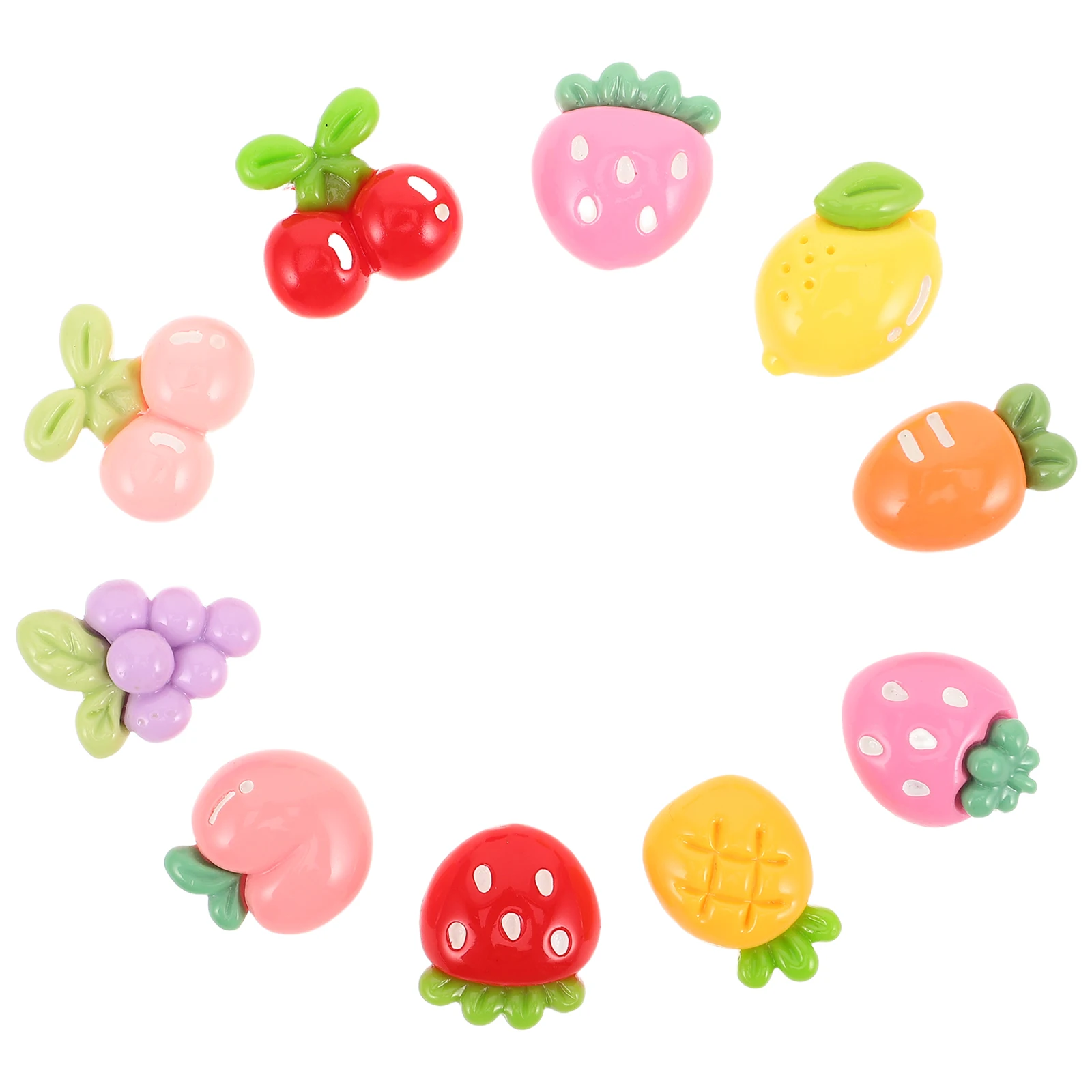 

10 pcs Flatback Beads Resin Charms Artificial Fruit Decorations Fake Cherry Strawberry Lemon Peach Miniature Food Phone Case