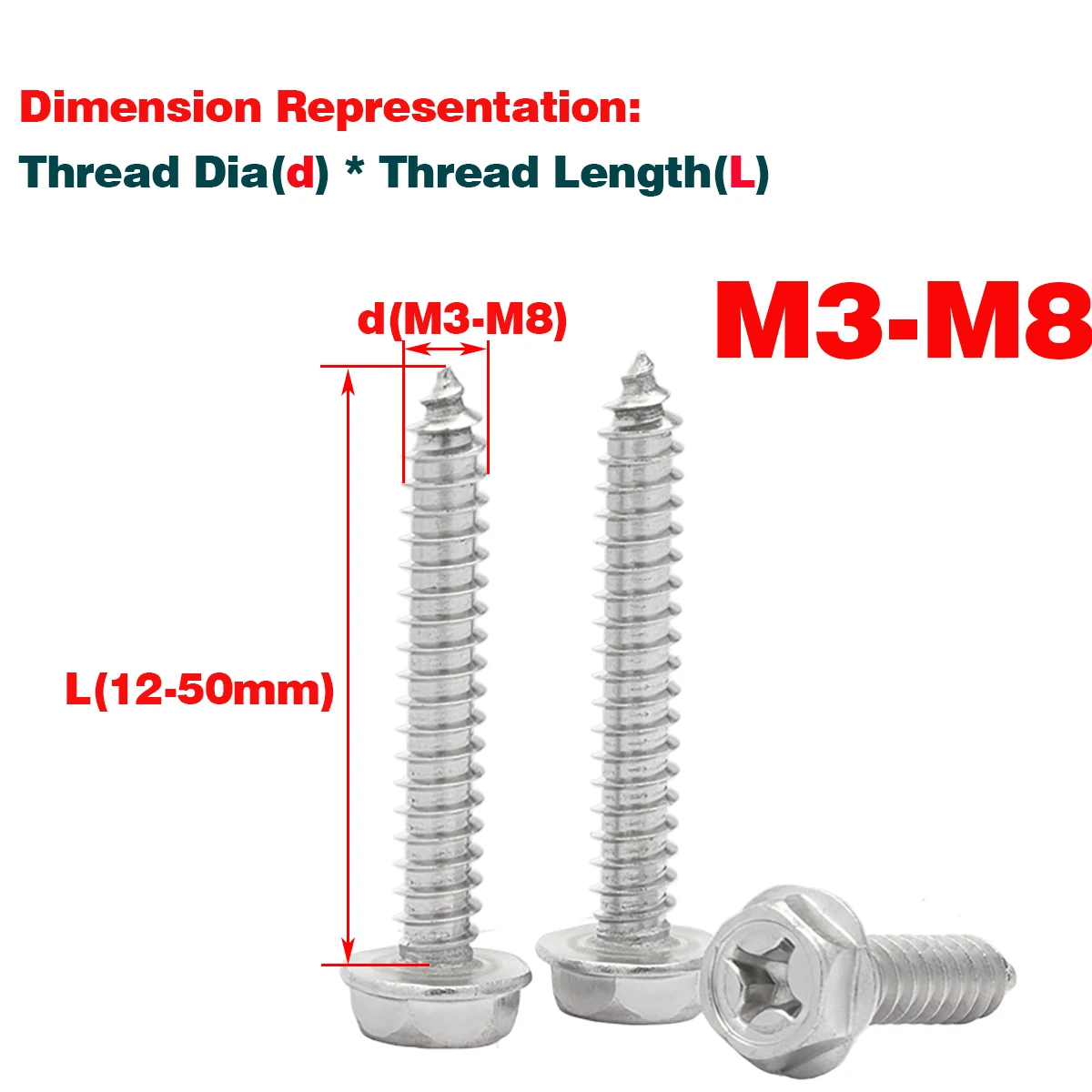 

304 SS Outer Hexagon Cross Self Tapping Screw With Wood Gasket Screw M4M5M6