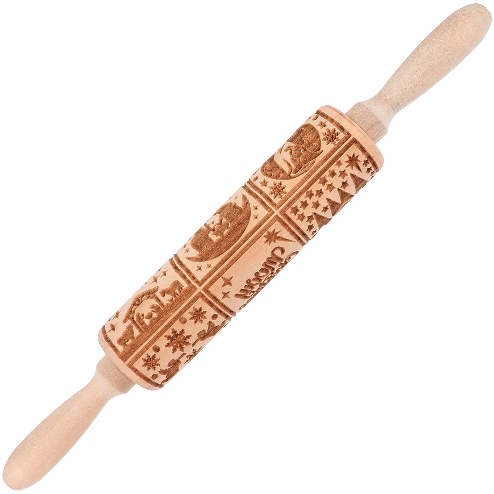 

Jesus Birth Pattern Rolling Pin Natural Wood Carved Baking Tool For Cookies Dough Embossed Kitchen Christmas Elements