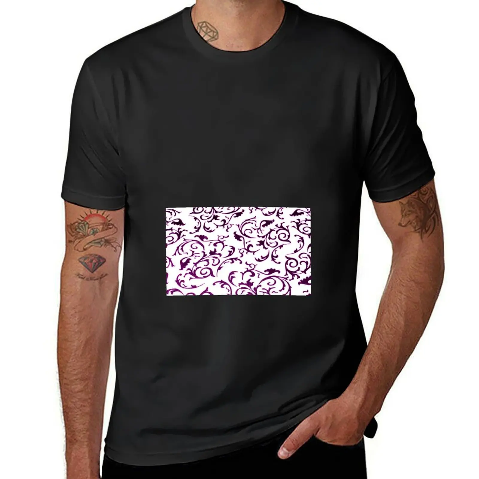 ARABIATA 6 bis purple white patterns Morocco Essaouira flowers leaves design arabesques scrolls decor T-shirt