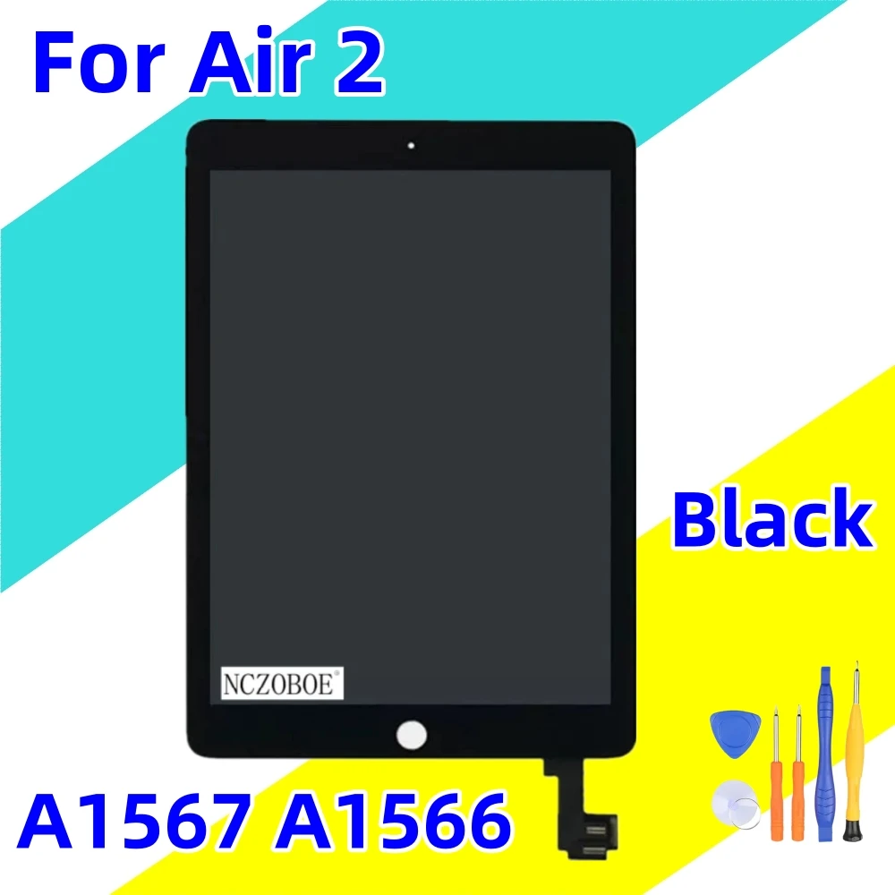 NCZOBOE NEW For iPad Air 2 iPad 6 A1566 A1567 Touch Screen Digitizer Front Glass Touch Panel Replacement Parts