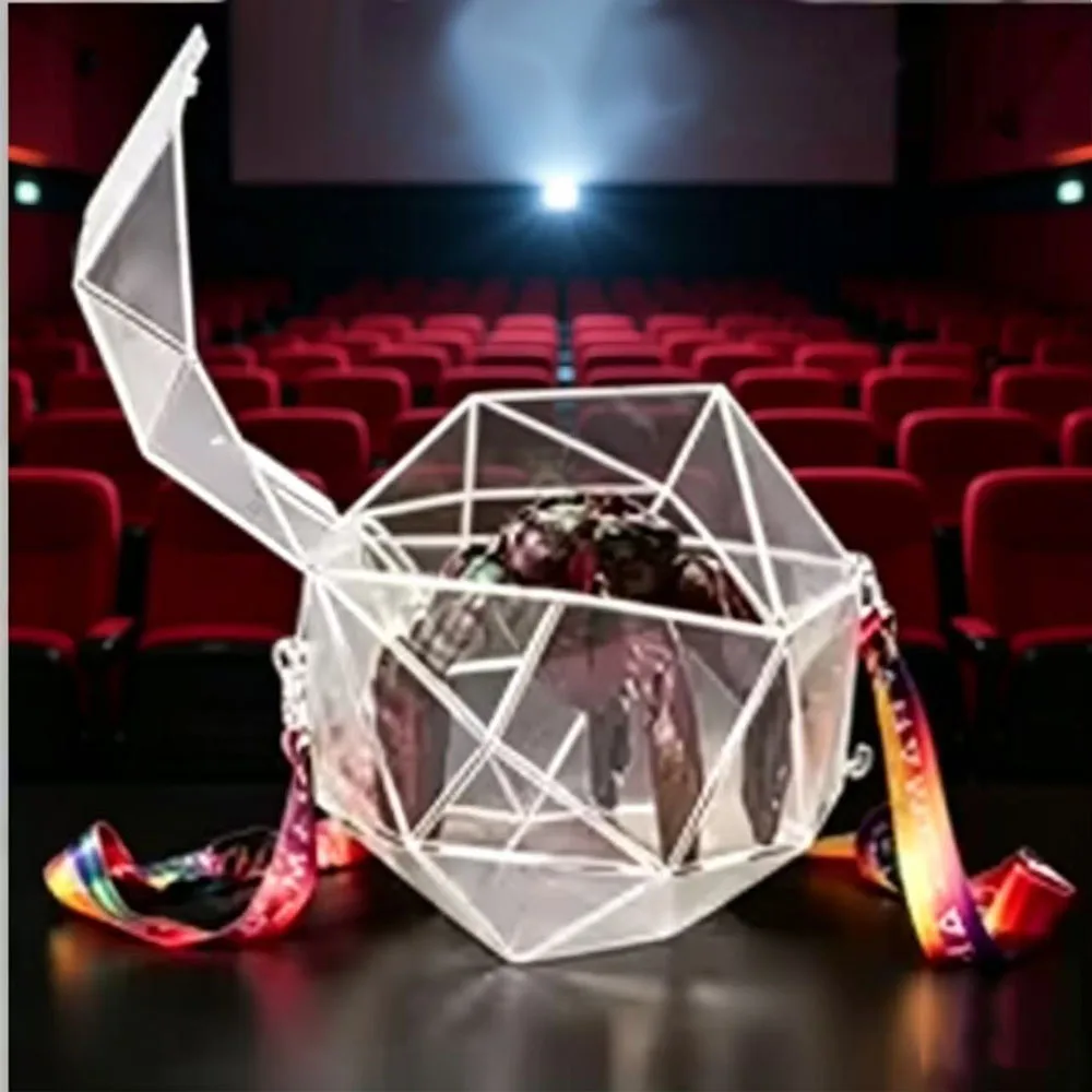 Project Hail Mary Rocky Habitat Cubo para Palomitas Transparente Geométrico con Cordón Desmontable, Contenedor Coleccionable para Snacks de Cine