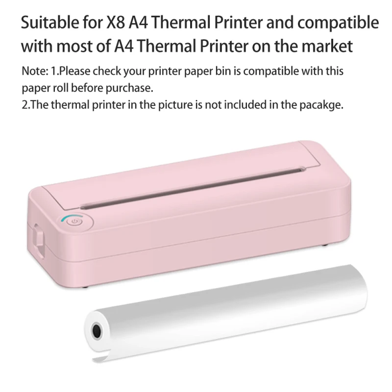 1 Roll/ 5 Roll/ 10 Roll A4 Thermal Paper for Portable Thermal Printer BPF Free Material Safe High Quality Printing Paper Roll