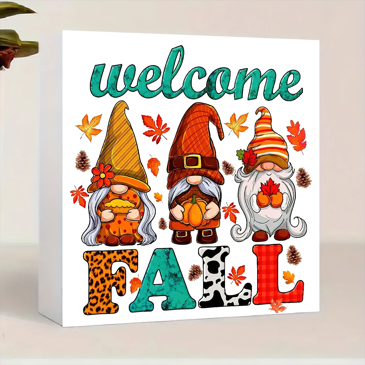 ديكور ساحر من خشب مابل ليف جنوم - مثالي لموسم الخريف وعيد الشكر والحصاد - مثالي للمنزل والمكتب وعرض الرف