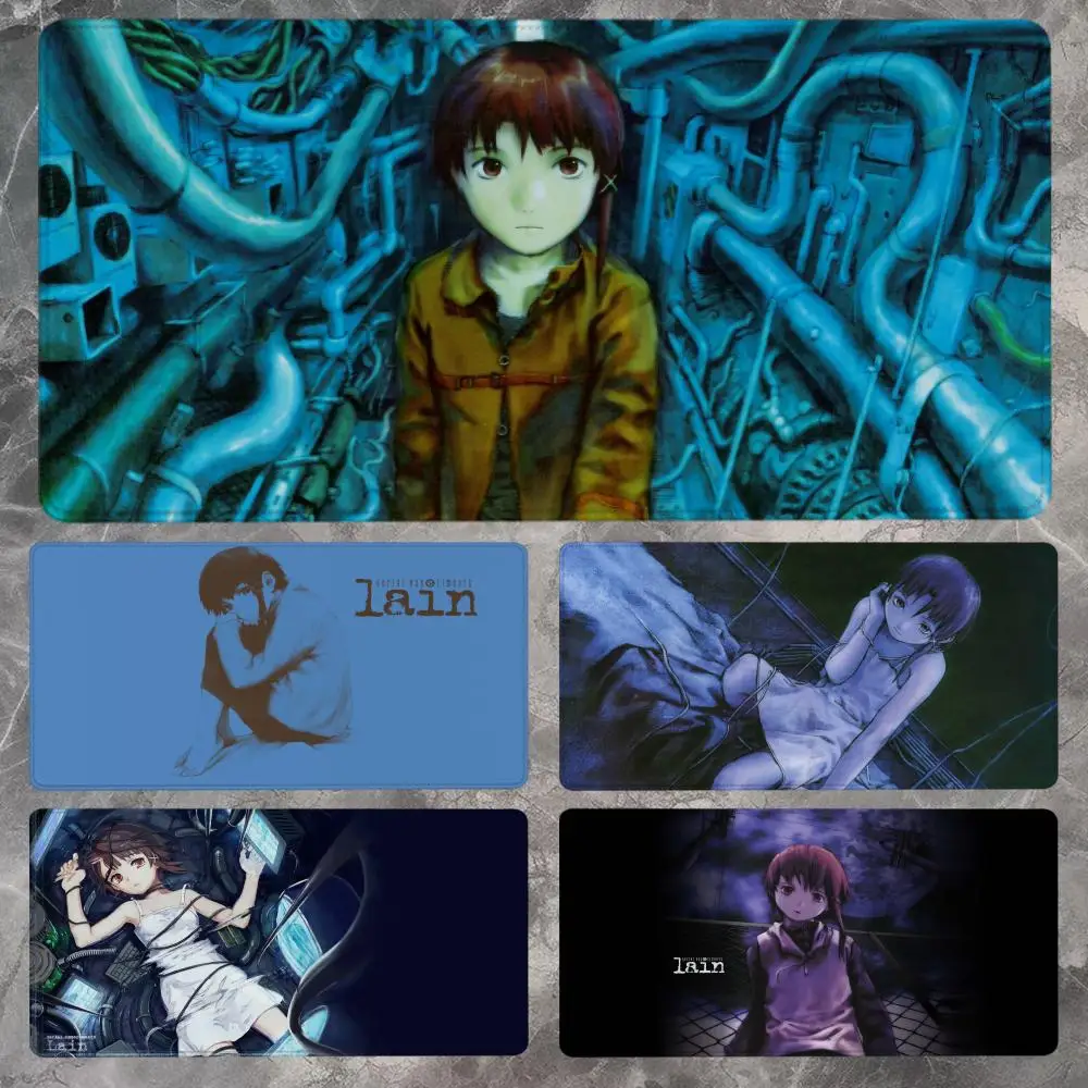 Lain Serial Experiments Mouse Pad 90x40CM Non-slip Gaming Mousepad Gamer E-Sports Mouse Mat Mechanical Keyboard XXL Desk Mat