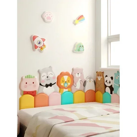 Anti-collision soft bag decoration bedroom bedside self-adhesive wall sticker wall surround cartoon 3D  background wall150*80