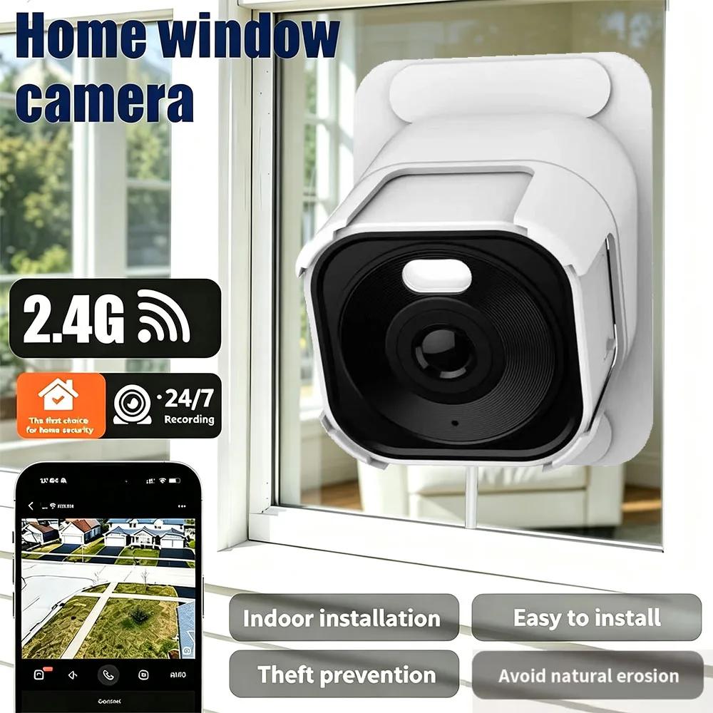 3MP WiFi Window Camera Through‑Window Full Color Night Vision Two‑Way Audio Indoor Home Security Wireless Surveillance Cam