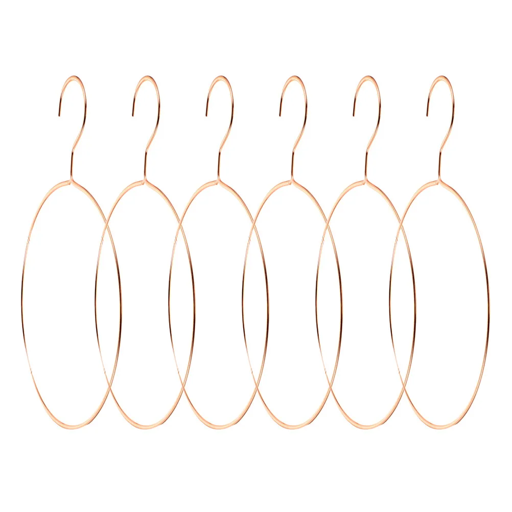 6Pcs Metal Loop Scarf Hangers Round Iron Craft Belt Tie Holder Space Saving Closet Organizer Rack for Scarves Belts Ties view 4