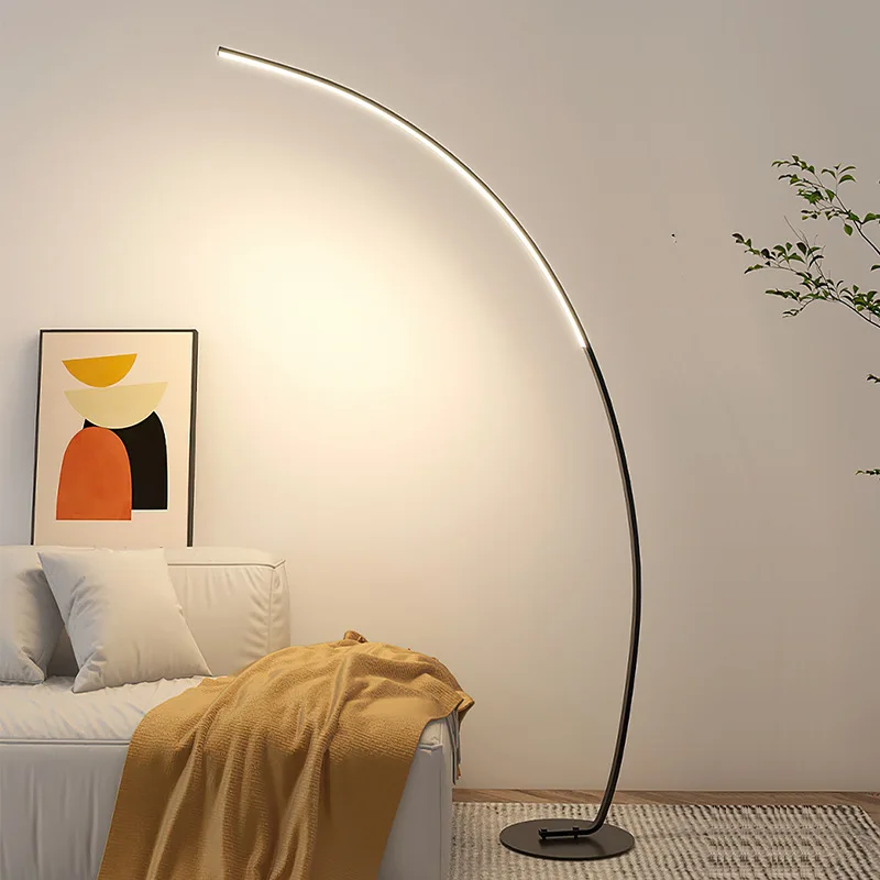 Nordic Creative C-shaped LED Floor Lamp Minimalist Design Living Room Bedroom Study Bedside Dimmable Remote Floor Lighting