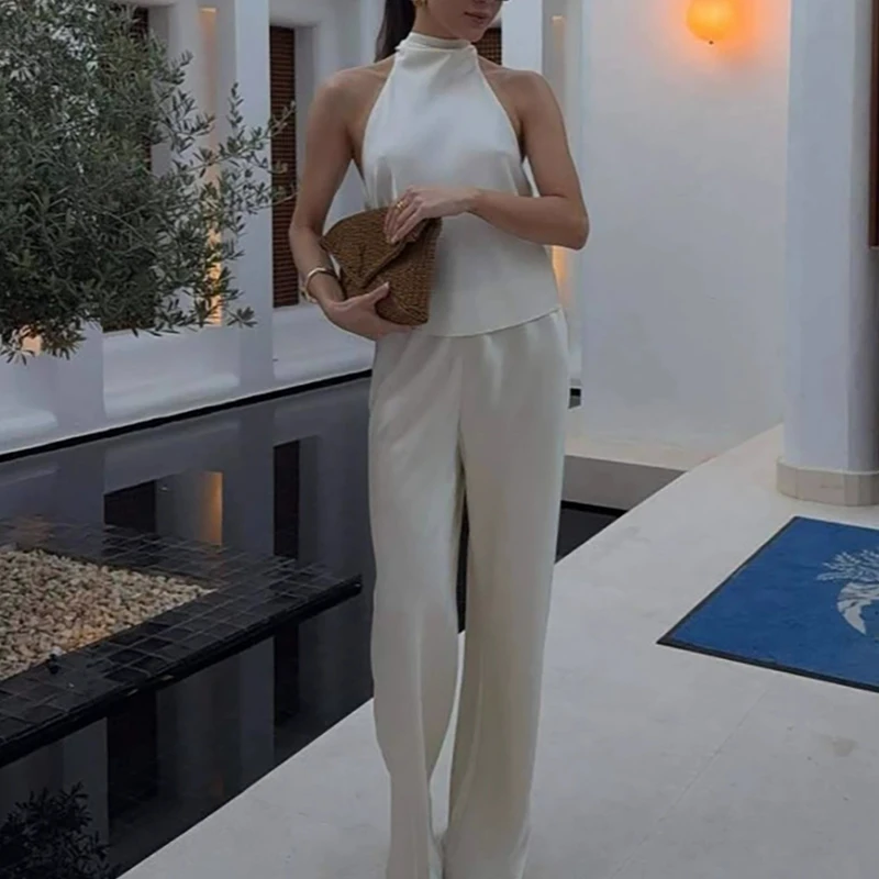 

Комплект с воротником-стойкой и открытой спиной, лентой и свободным воротником, летний комплект рубашки во французском стиле, повседневный универсальный дизайн